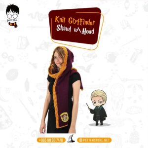 Knit Gryffindor Shawl wHood