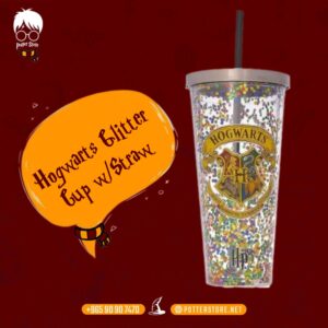 Hogwarts Glitter Cup w/Straw