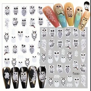 Owl White Nail Stickers