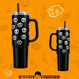 Black Tall Skull Tumbler